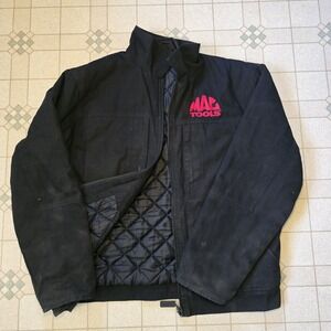 Mac Tools Jacket Mens Large Black Pro Mechanic Workwear Canvas Quilt Lined READ